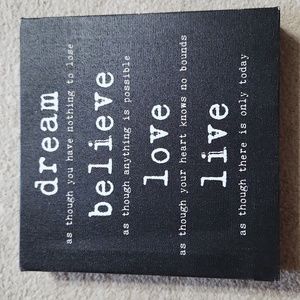 Canvas Wall Sign Dream Love  Believe Live